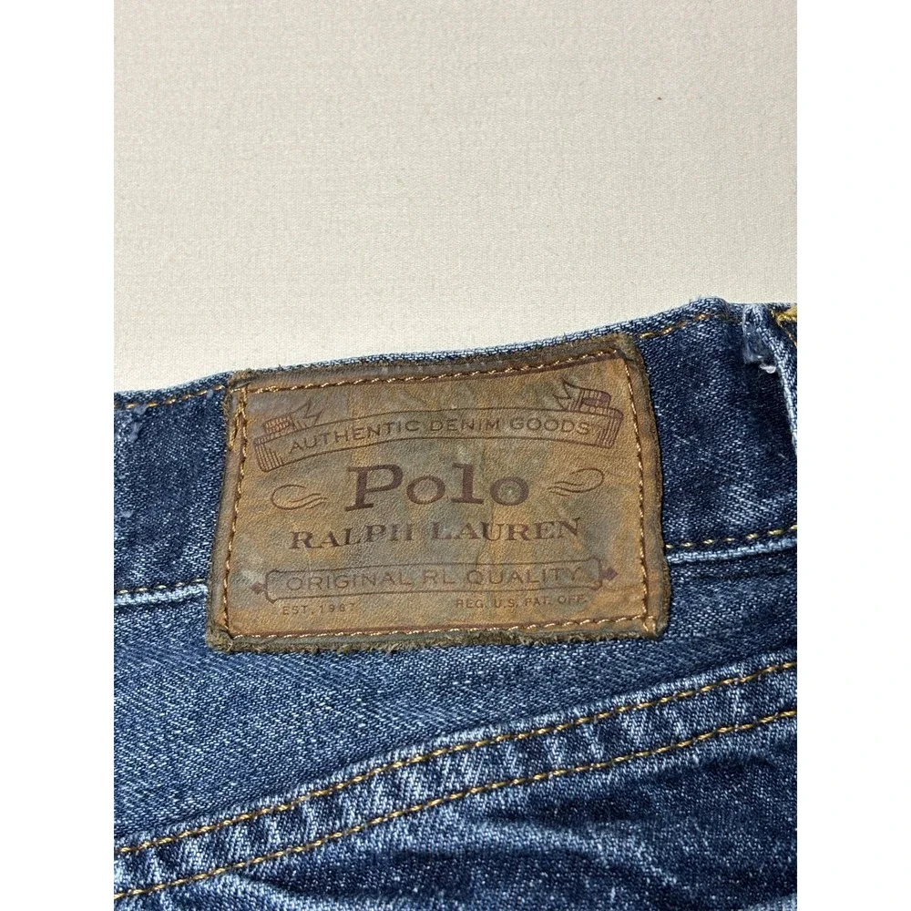 Polo Ralph Lauren Classic Fit‎ Distressed Dark Wash Blue Jeans Mens 33x32